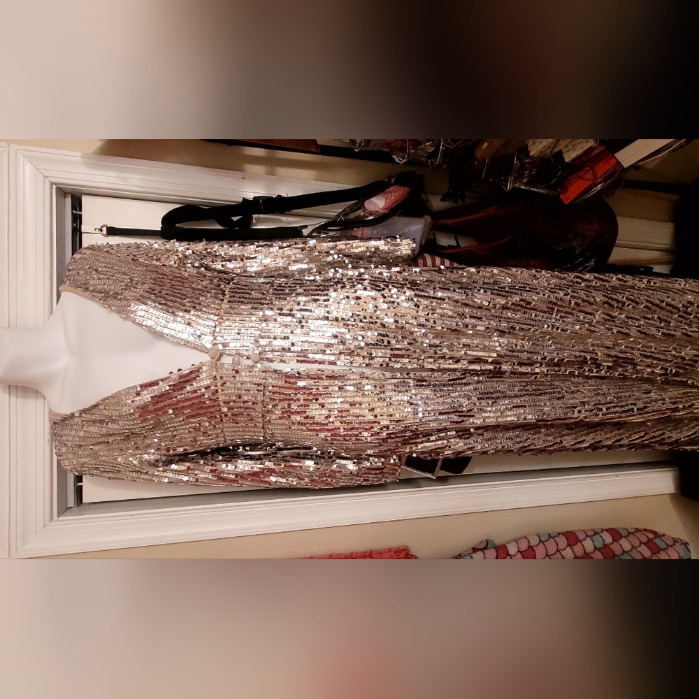 Nasty Gal Champagne Sequin Party Top